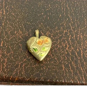 VTG 14 KT Gold Filled PPC Mini Locket Floral Pendant Victorian Estate Find